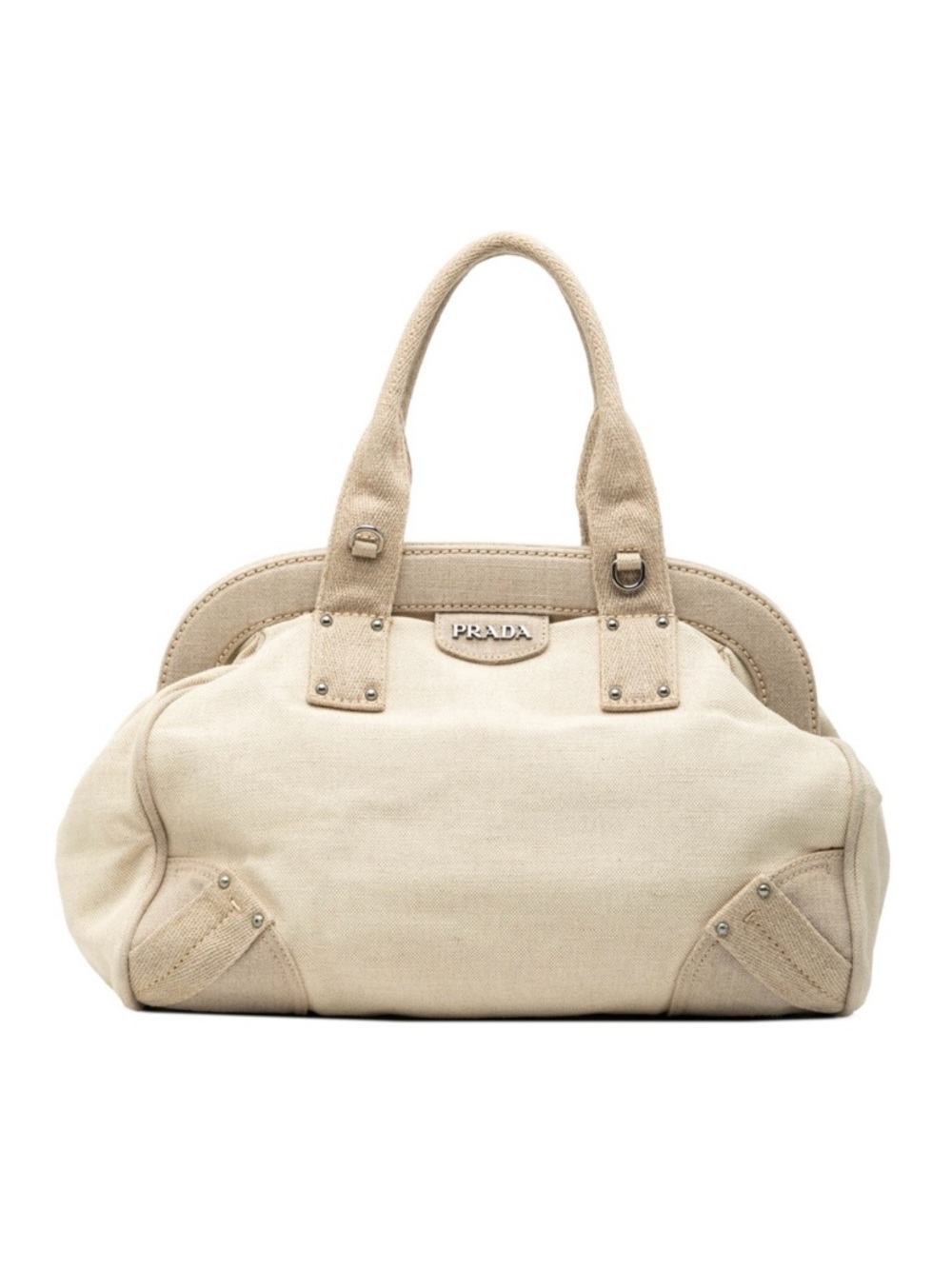 Pre-Loved Prada Cream Canvas Tote Mistolino with Suede Trim